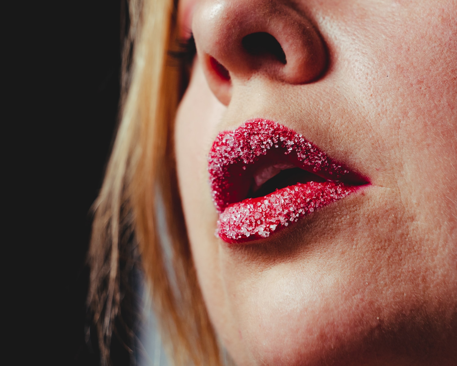 woman with red lipstick and red lipstick